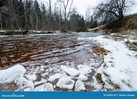 Frozen River In Winter Stock Photo Image Of Snow Morning 82890132