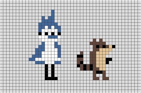 The Regular Show Rigby And Mordecai Pixel Art Pixel Art Design Pixel