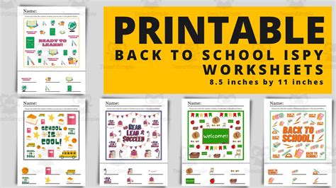 Back To School Ispy Worksheets By Teach Simple