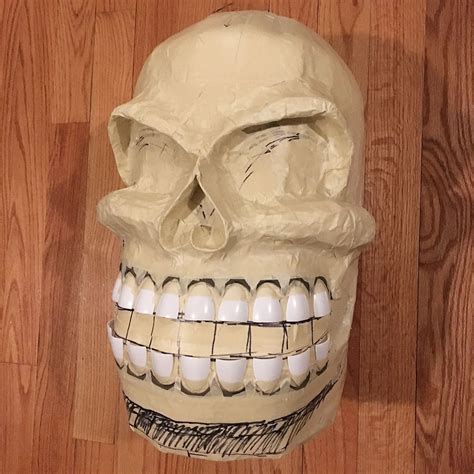 Twin Paper Mache Skull Masks The Finished Base With Teeth Skull Mask