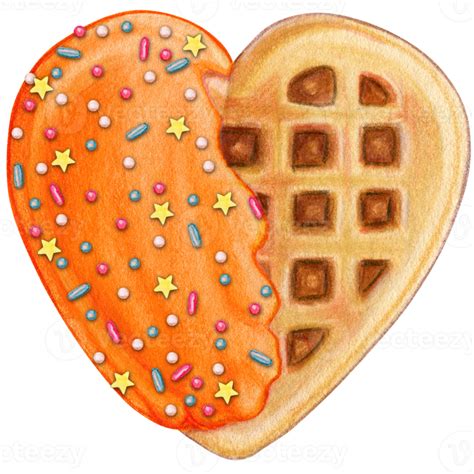 Free Watercolor Hand Drawn Heart Shaped Waffle 21629846 Png With