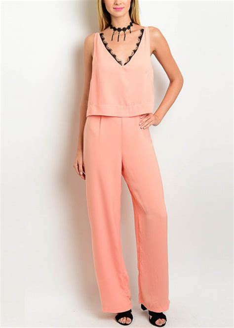 Coral V Neck Jumpsuit From Anny