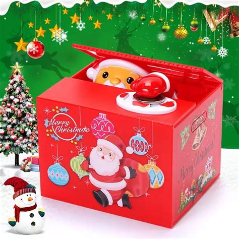 Electronic Piggy Bank Toy Money Box Coins Saving Atm Safe Santa Claus