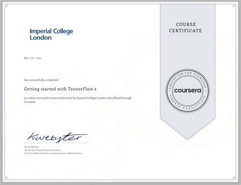 Getting Started With Tensorflow 2を受けた Coursera Imperial College