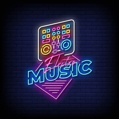 Electro Music Neon Signs Style Text Vector Stock Vector Illustration