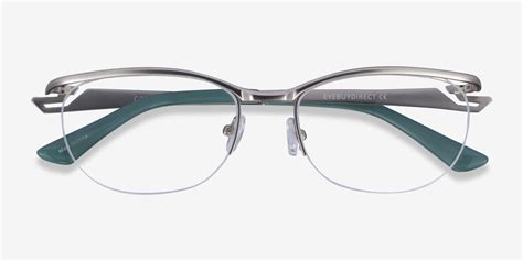 Commerce Cat Eye Silver Gray Semi Rimless Eyeglasses Eyebuydirect Canada