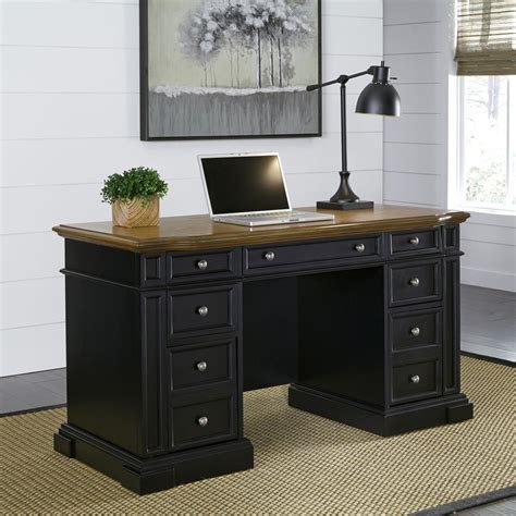 Home Styles Americana Black Desk With Storage 5003 18 The Home Depot