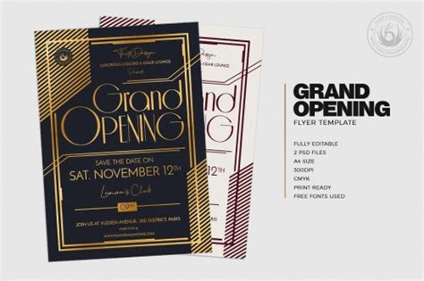 Grand Opening Flyers Announcement Invitations For Gold Luxury Events