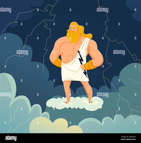 El Dios Griego Del Cielo Y El Trueno Zeus Sosteniendo Una Ilustración