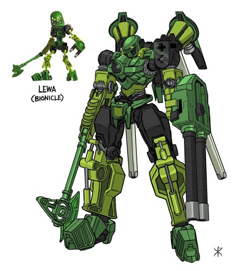 Apoloniodraws Lewa Bionicle Bionicle The Lego Group Absurdres Highres Arm Cannon Axe