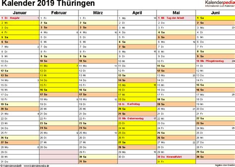 Kalender 2021 thüringen als pdf oder excel. Kalender 2019 Thüringen: Ferien, Feiertage, Excel-Vorlagen