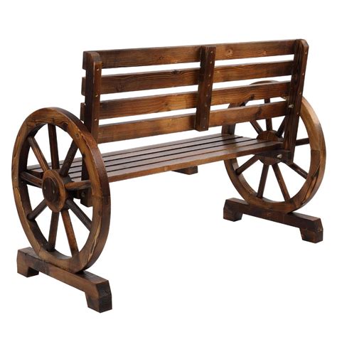 It's country comfort at its finest! Winado Brown Fir Wood Wagon Wheel Bench, Bearing Capacity ...