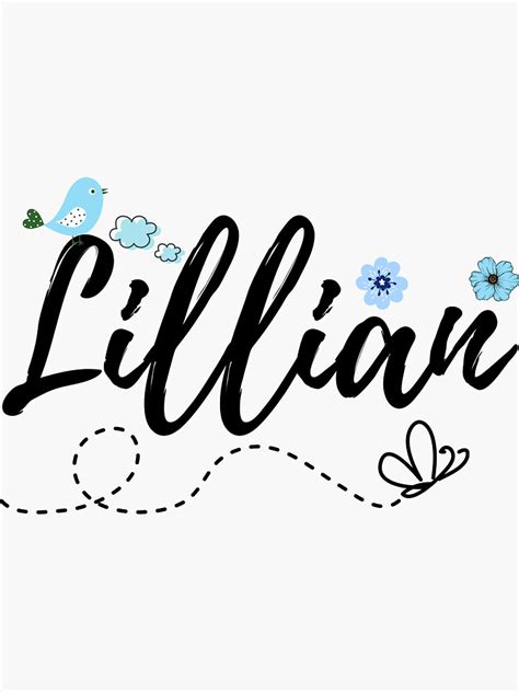 Lillian Name Baby Child Girl Pretty Flowers Name Design Pink Blue