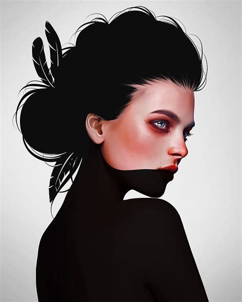 720p free download digital art women model simple background looking away black hair
