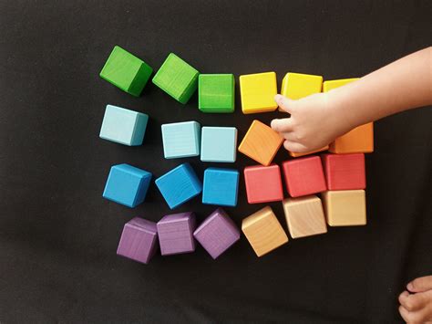 Wooden Rainbow Blocks For Toddler Big Set Of 24 Pcs Baby Etsy