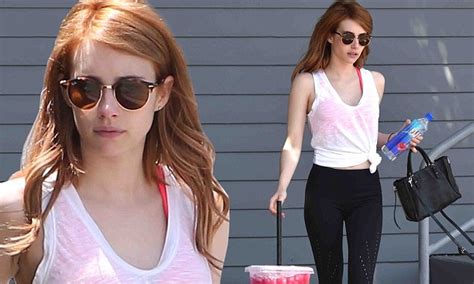 Fit And Fashionable Emma Roberts Flashes Toned Stomach And Hot Pink Sports Bra As She Grabs