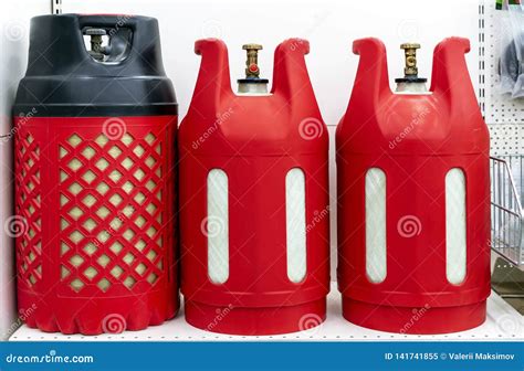Plastic Red Gas Cylinders For Domestic Use Stock Image Image Of