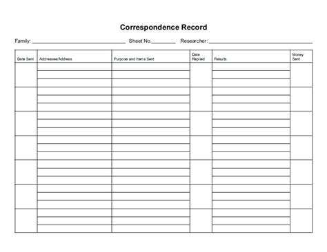 A Correspondence Record Log Created By Linda D Newman To Track