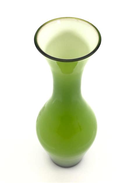 Lot Mid Century Modern Swedish Green Cased Glass Vase