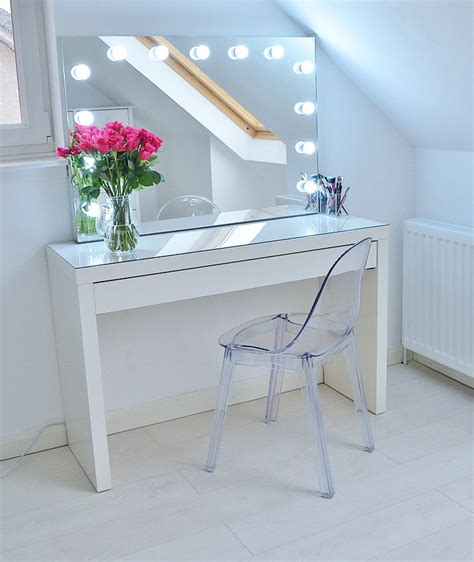 Makeup Storage Ideas Ikea Malm Makeup Vanity With Mirror All White