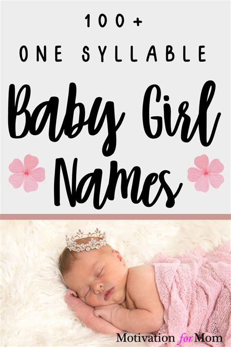One Syllable Girl Names Short Sweet Beautiful Motivation