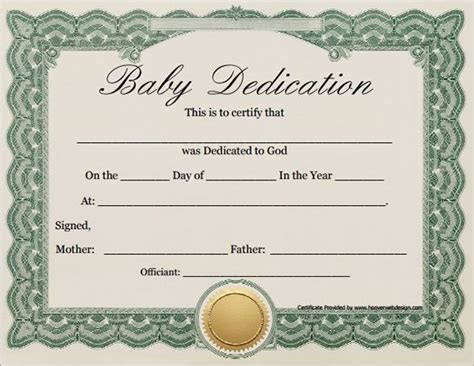 Baby Dedication Certificate Template | Baby dedication certificate