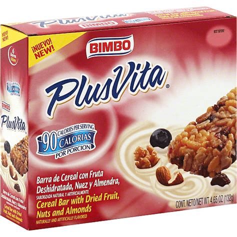Bimbo Plus Vita Cereal Bar With Dried Fruit Nuts And Almonds