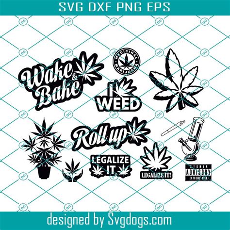 Cannabis Bundle Svg Logo Vinyl Stencil Svg Weed Svg Cannabis Svg