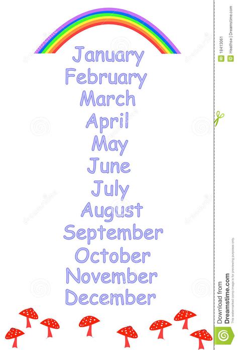 Months Of The Year For Childrens Education Stock Image