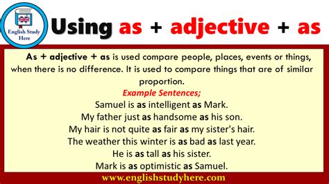 Using As Adjective As In English English Study Here