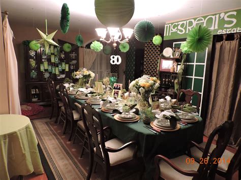 Partycheap's irish decorations and party supplies may also be used to decorate for a theme. Irish pub-themed 80th Birthday Table | Irish birthday ...