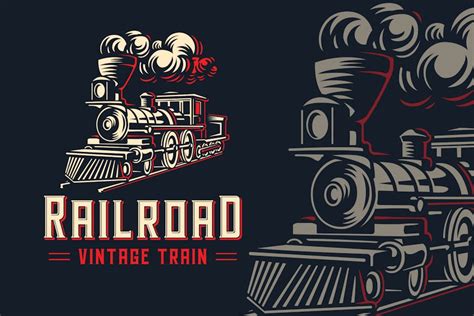 Railroad Vintage Train Logo Template Design Template Place