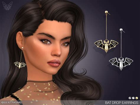 The Sims Resource Bat Drop Earrings