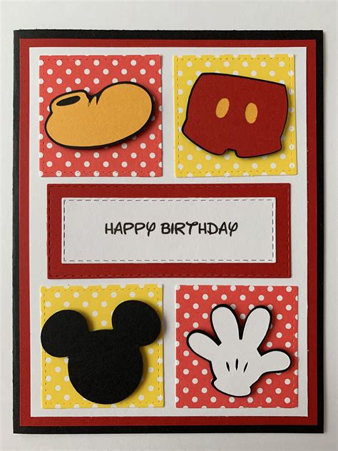 Handmade Mickey Mouse Birthday Card A2 Disney Etsy In 2021 Diy