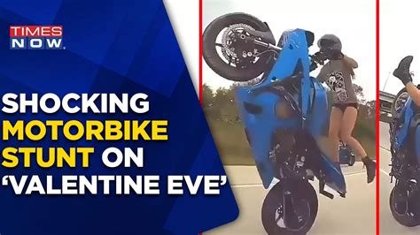 Viral Video Shocking Motorbike Stunt Without Safety Aide On