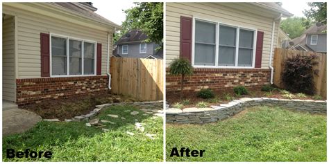 The front door is the focal point around which all other elements of the front yard revolve. Townhouse Landscape Project - Ken Matthews Garden Center