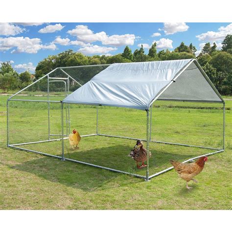 Large Metal Chicken Coop Walk In Poultry Cage Hen Run House Rabbits Habitat Cage Spire Shaped
