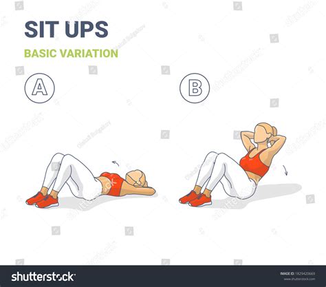 Sit Up Woman Workout Exercise Guide Illustration Royalty Free Stock