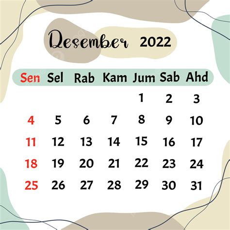 Gambar Kalender Desember 2022 Dengan Bentuk Estetika Kalender