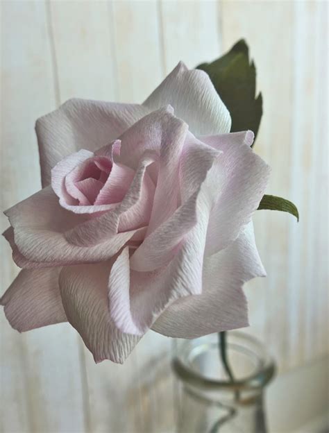 Haberdashery Embellishments Realistic Tea Rose Handmade Crepe Paper