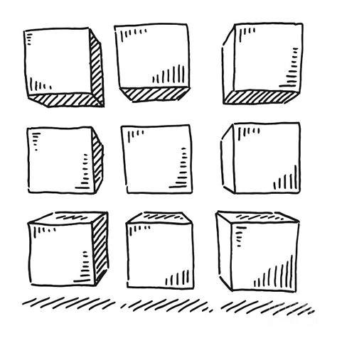 Group Of Nine Cubes Drawing Drawing By Frank Ramspott Fine Art America