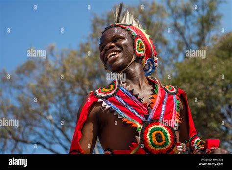 A Young Man Performs Traditional Dance At Zambia International Trade