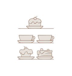 Tea Coffee And Desserts Collection Royalty Free Vector Image