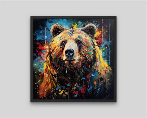Abstract Grizzly Bear Painting Large Animal Prints Modern Etsy