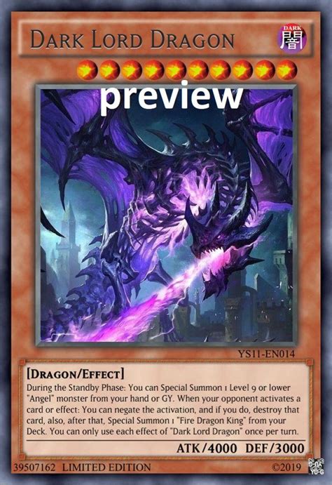 Dark Lord Dragon Orica Custom Card Obelisk Tormentor Winged Etsy