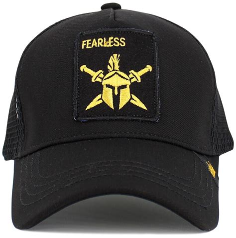 Fearless Spartan Helmet Molon Labe Black Trucker Style Hat By Kb Ethos