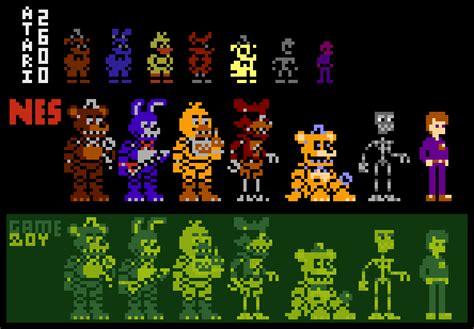 I Attempted To Make The Fnaf1 Characters In Retro Game Styles Atari