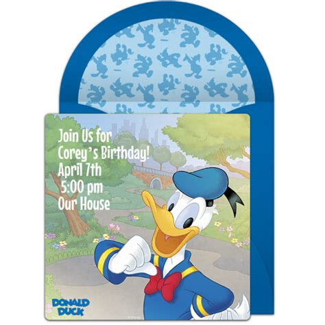 Donald Duck Mickey Mouse Chalkboard Birthday Thank You Card Ph