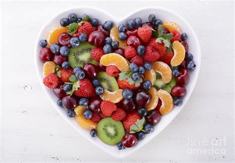 Colorful Rainbow Fruit In Heart Shape Bowl Photograph By Milleflore