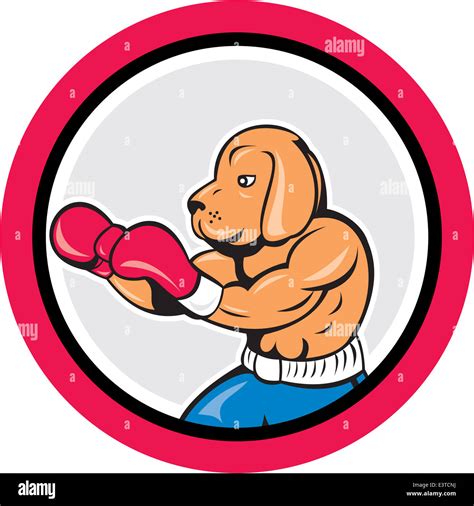 Illustration Of A Dog Boxer Boxing Jabbing Viewed From The Side Set